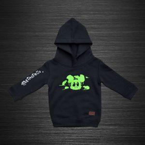Detská mikina s kapucňou, čierna mikina s kapucňou, čierna metalová mikina s kapucňou, rocková mikina s kapucňou, hororová mikina s kapucňou, čierna detská móda, detský metal, metal, horor, hororová móda pre deti, čierny detský textil, MC, metalcrue, metal crue