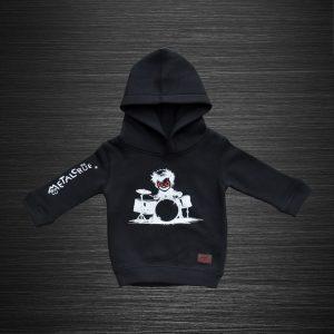 Detská mikina s kapucňou, čierna mikina s kapucňou, čierna metalová mikina s kapucňou, rocková mikina s kapucňou, hororová mikina s kapucňou, čierna detská móda, detský metal, metal, horor, hororová móda pre deti, čierny detský textil, MC, metalcrue, metal crue