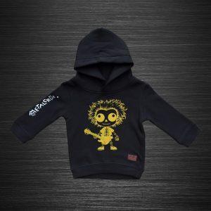 Detská mikina s kapucňou, čierna mikina s kapucňou, čierna metalová mikina s kapucňou, rocková mikina s kapucňou, hororová mikina s kapucňou, čierna detská móda, detský metal, metal, horor, hororová móda pre deti, čierny detský textil, MC, metalcrue, metal crue